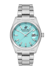 Beverly Hills Polo Club Men's Watch, Analog, Blue Dial, Silver Stainless Steel Strap, BP3598X.300