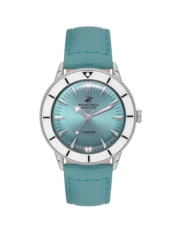 Beverly Hills Polo Club Women's Watch, Analog, Blue Dial, Blue Leather Strap, BP3580C.307