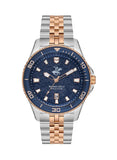 Beverly Hills Polo Club Men's Watch, Analog, Blue Dial, Silver & Rose Gold Stainless Steel Strap, BP3559X.590