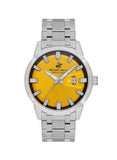 Beverly Hills Polo Club Men's Watch, Analog, Yellow Dial, Silver Stainless Steel Strap, BP3536X.300