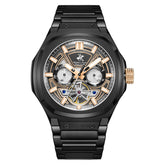 Beverly Hills Polo Club Men's Automatic Watch Analog Black Dial with Black Silver Stainless Steel Band, BP3749X.650