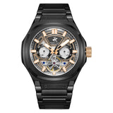 Beverly Hills Polo Club Men's Automatic Watch Analog Black Dial with Black Silver Stainless Steel Band, BP3749X.650