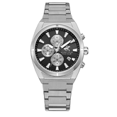 Beverly Hills Polo Club Men's Watch Analog Black Dial with Silver Stainless Steel Band, BP3733X.360