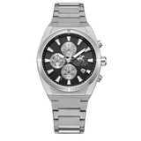 Beverly Hills Polo Club Men's Watch Analog Black Dial with Silver Stainless Steel Band, BP3733X.360