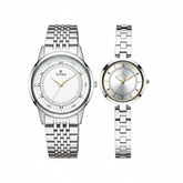 Titan Couple's Watch Classique Collection Analog, Silver & White Dial Silver Stainless Strap, 1773SM01P