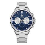 Beverly Hills Polo Club Men's Watch Analog Blue Dial with Silver Stainless Steel Band, BP3651X.390