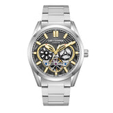 Lee Cooper Men's Automatic Watch Analog Gray Dial with Silver Stainless Steel Band, LC08181.360