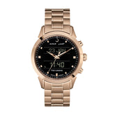 Alfajr Islamic Prayer Mens Watch Ana-Digital Balck Dial With Golden Stainless Steel Band, WA-30SB