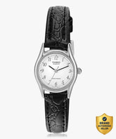 Casio, Women's Watch Analog, Champagne Dial Black Leather Band, LTP-1094E-7ARDF