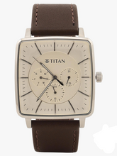 Titan Avant Garde Men's Watch Analog White Dial Brown Leather Strap, 90147SL01