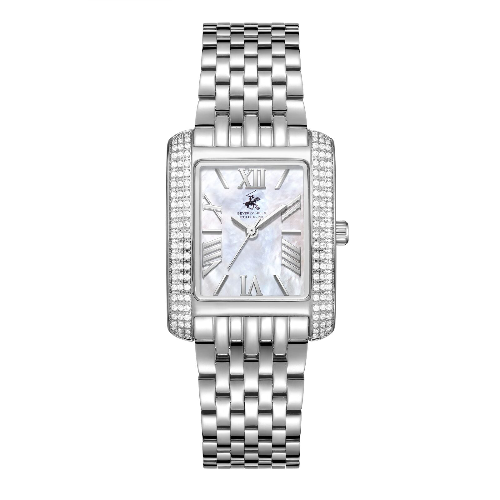Beverly Hills Polo Club Women's Watch Analog Mother of Pearl Dial with Silver Stainless Steel Band, BP3766C.320