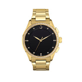 Alfajr Islamic Prayer Womens Watch Analog Black Dial With Gold Stainless Steel Band, WG-28SG