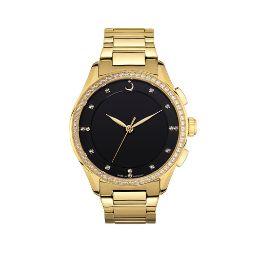 Alfajr Islamic Prayer Women's Analog Watch Black Dial With Gold Stainless Steel Band, WG-28SG authentic Alfajr WG-28SG Islamic prayer product in Bahrain