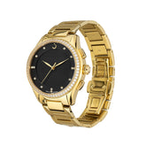 Alfajr Islamic Prayer Womens Watch Analog Black Dial With Gold Stainless Steel Band, WG-28SG