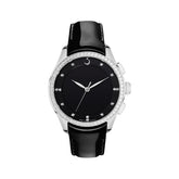 Alfajr Islamic Prayer Womens Watch Analog Black Dial With Black Leather Strap, WG-28LW
