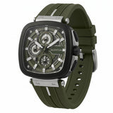 Quantum Men's Multifunction Watch Black Dial Dark Green Silicone Band, PWG1014.355