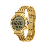 Alfajr Islamic Prayer Womens Watch Digital With Gold Stainless Steel Band, WF-14SG