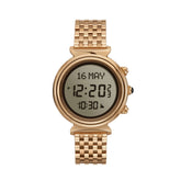 Alfajr Islamic Prayer Womens Watch Digital With Rose Gold Stainless Steel Band, WF-14SR