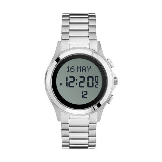 Alfajr Islamic Prayer Men's Digital Watch With Stainless Steel Band, WR-02 authentic Alfajr WR-02 Islamic prayer product in Bahrain