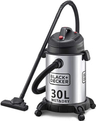 Black+Decker, 1610W, Wet and Dry Stainless Steel Tank Drum Vacuum Cleaner, 30 litre, Black/Silver, WV1450-B5