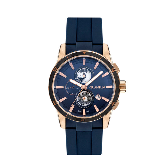 Quantum, Men's, Analog Watch, Blue Dial, with Silicone Band, QU-ADG991.499