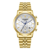Lee Cooper Men's Watch Analog Silver Dial with Gold Stainless Steel Band, LC08187.130