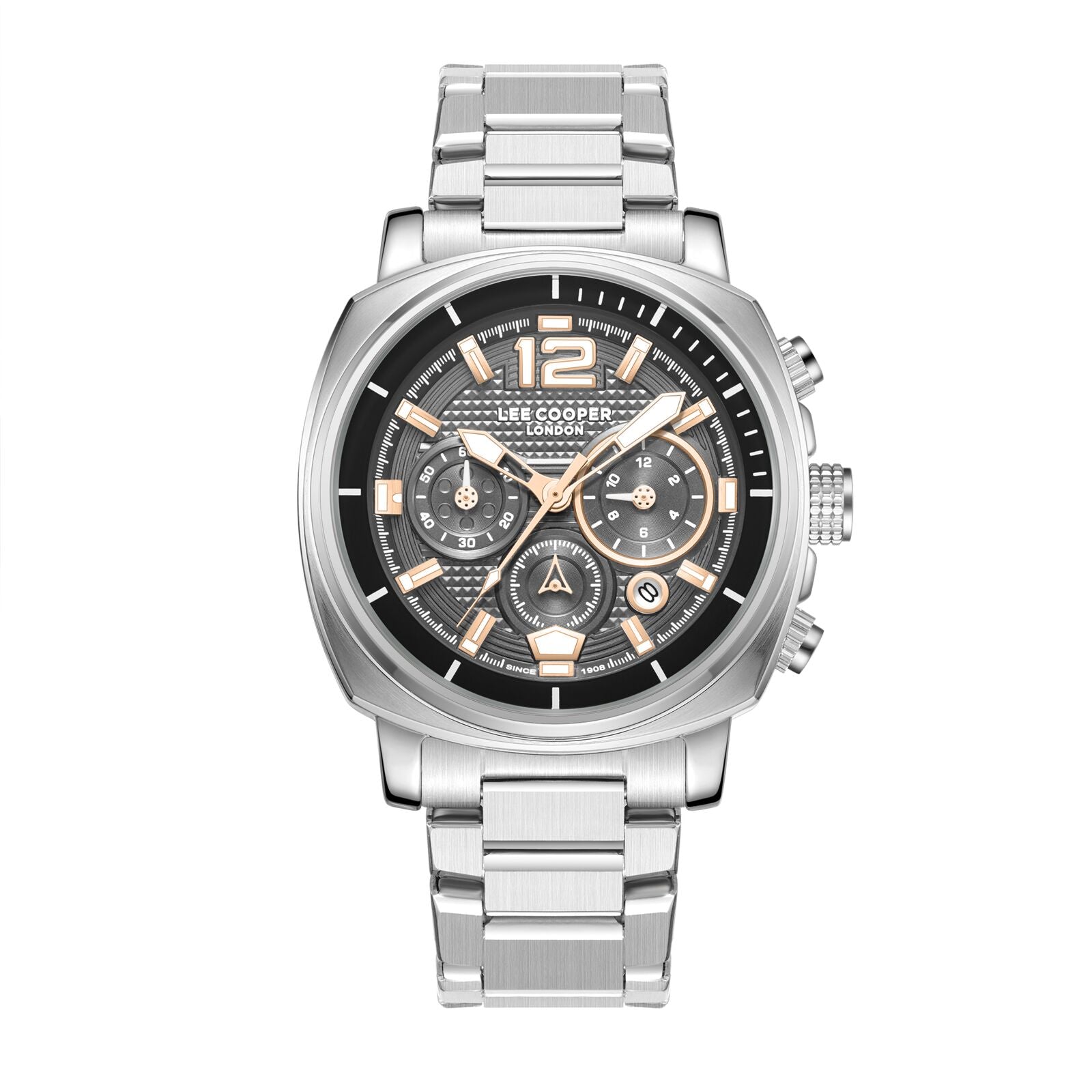 Lee Cooper Men's Watch Analog Gray Dial with Silver Stainless Steel Band, LC08194.360