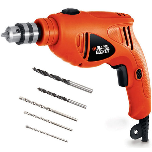 Black+Decker 500W 2,800 Rpm Corded Variable Speed Hammer Drill With Side Handle, Depth Gauge & 5 Drill Bits, HD5010VA5 Powertools BA-HD5010VA5
