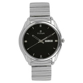 Titan Men's Watch Karishma Collection Analog, Black Dial Silver Stainless Strap, 1578SM04
