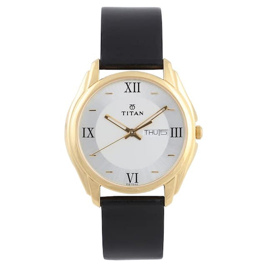 Titan, Men, Analog, Watch, White Dial, Leather Strap, 1578YL04