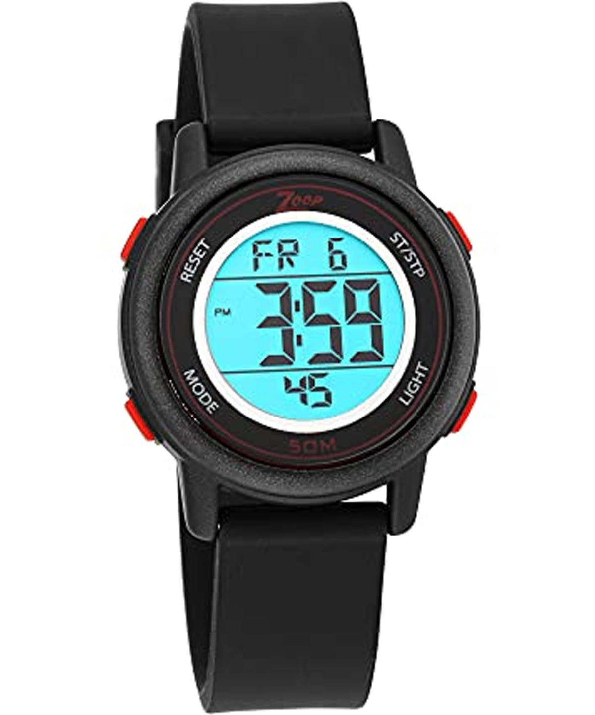Zoop By Titan Kids Unisex Collection Digital Watch, Blue Dial Black Silicone Strap, 16015PP01
