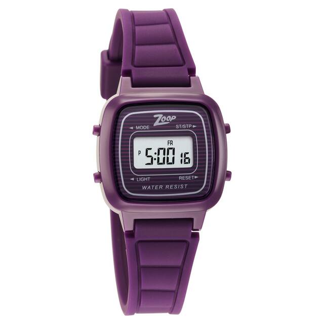 Zoop By Titan Digital Purple Dial Plastic Strap Watch for Kids, 16017PP03