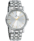 Titan Men's Watch Karishma Collection Analog, Silver Dial Silver Stainless Strap, 1639SM01