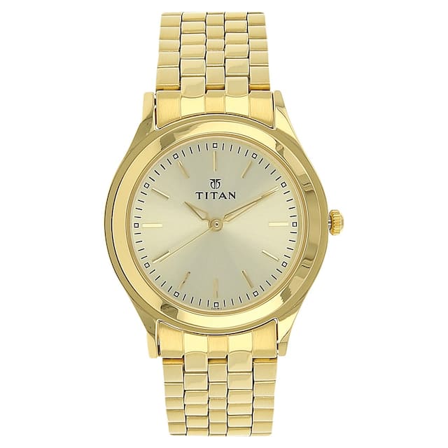Titan TI-1648YM02 gold dial women watch