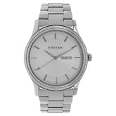 Titan Men's Watch Karishma Collection Analog, White Dial Silver Stainless Strap, 1650SM01