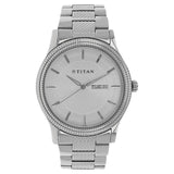 Titan Men's Watch Karishma Collection Analog, White Dial Silver Stainless Strap, 1650SM01