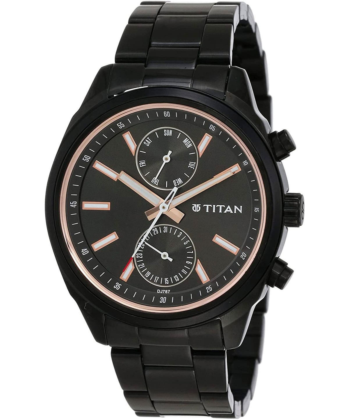 Titan  Men's Watch Classique Collection Analog, Black Dial Black Stainless Strap, 1733NM01