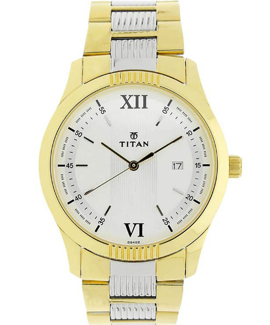 Titan, Men, Analog, Watch, White Dial, Stainless steel Strap, 1739BM01