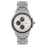 Titan Men's Watch White Dial Silver Stainless Steel Strap Watch, 1769SM02