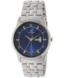 Titan Men's Watch Karishma Collection Analog, Blue Dial Silver Stainless Strap, 1774SM01
