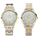 Titan Couples Watch Quartz Analog with Date, Silver Dial Stainless Steel Strap, 1775BM01P