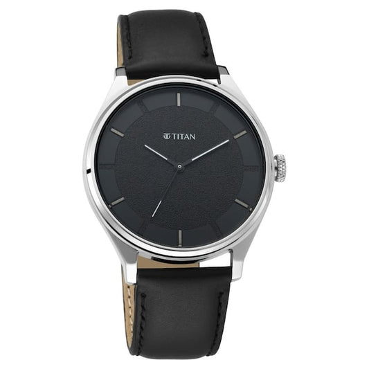 Titan, Men, Analog, Watch, Black Dial, Leather Strap, 1802SL11