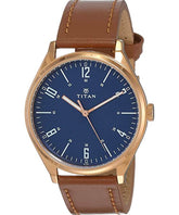 Titan Men's Watch Regalia Collection Analog, Blue Dial Brown Leather Strap, 1802WL01