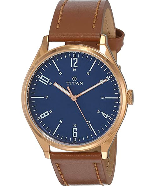 Titan, Men, Analog, Watch, Blue Dial, Leather Strap, 1802WL01