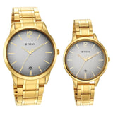 Titan Couples Watch Bandhan Analog, Grey Dial Stainless Steel Strap, 1806YM01P