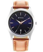 Titan Men's Watch Urban Collection, Blue Dial Tan Leather Strap, 1823SL07