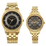 Titan Couples Watch Karishma Bandhan, Black Dial Gold Stainless Steel Strap, 1824YM02P