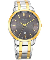 Titan Men's Watch with Dark Brown Dial & Two Toned Metal Strap, 1825BM01