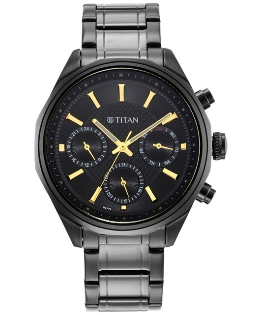 Titan, Men, Analog, Watch, Black Dial, Stainless steel Strap, 1829NM02