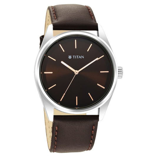 Titan, Men, Analog, Watch, Brown Dial, Leather Strap, 1866SL02
